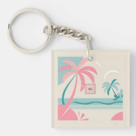 Elegantes Minimalistisches tropisches rosa aquamar Schlüsselanhänger
