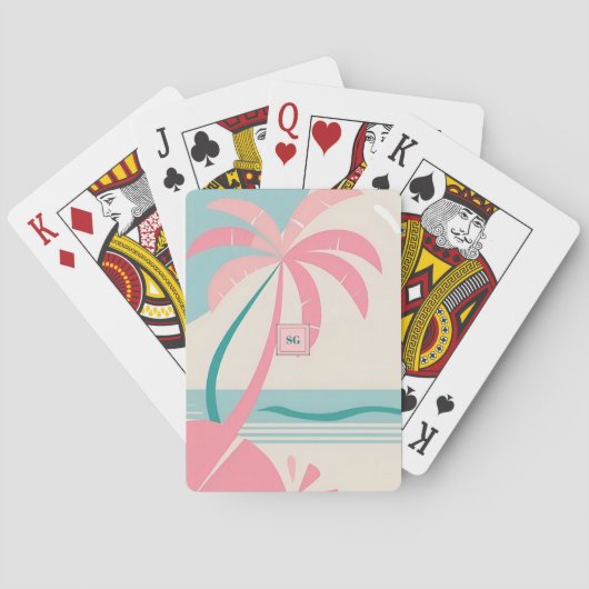 Elegantes Minimalistisches tropisches rosa aquamar Spielkarten (Rückseite)