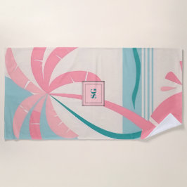 Elegantes Minimalistisches tropisches rosa aquamar Strandtuch