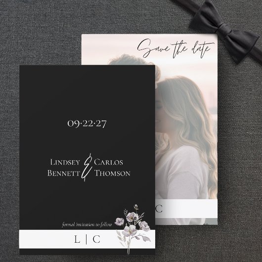 Elegantes minimalistisches verblichenes Foto Calig Save The Date