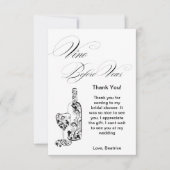 Elegantes Minimalistisches Vino Before Vows Brautp Dankeskarte (Vorderseite)