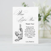 Elegantes Minimalistisches Vino Before Vows Brautp Dankeskarte (Stehend Vorderseite)