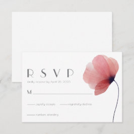 Elegantes Minimalistisches Watercolor Poppy Weddin RSVP Karte