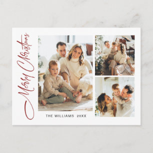 Elegantes Minimalistisches Weihnachten 3 Foto Gruß Postkarte