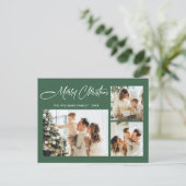 Elegantes Minimalistisches Weihnachten 3 Foto Gruß Postkarte (Stehend Vorderseite)