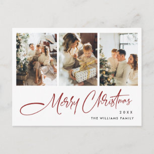 Elegantes Minimalistisches Weihnachten 3 Foto Gruß Postkarte