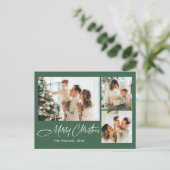 Elegantes Minimalistisches Weihnachten 3 Foto Gruß Postkarte (Stehend Vorderseite)