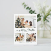 Elegantes Minimalistisches Weihnachten 3 Foto Gruß Postkarte (Stehend Vorderseite)