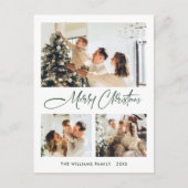 Elegantes Minimalistisches Weihnachten 3 Foto Gruß Postkarte (Vorderseite)