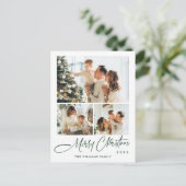 Elegantes Minimalistisches Weihnachten 3 Foto Gruß Postkarte (Stehend Vorderseite)