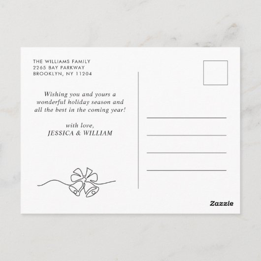 Elegantes Minimalistisches Weihnachten 3 Foto Gruß Postkarte (Rückseite)