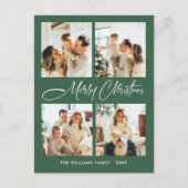 Elegantes Minimalistisches Weihnachten 4 Foto Gruß Postkarte (Vorderseite)