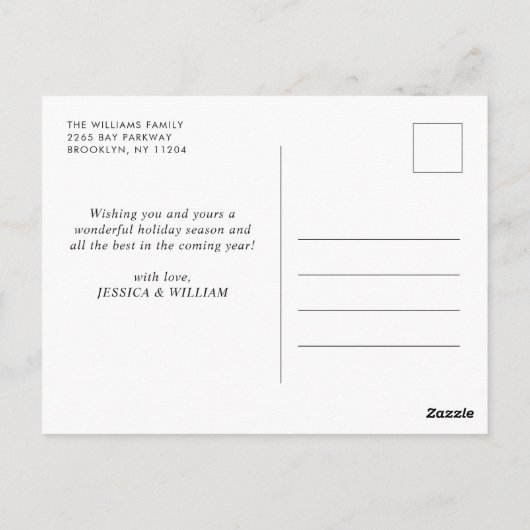 Elegantes Minimalistisches Weihnachten Ein Foto Gr Postkarte (Rückseite)