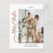 Elegantes Minimalistisches Weihnachten Ein Foto Gr Postkarte (Vorderseite)