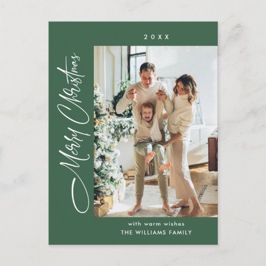 Elegantes Minimalistisches Weihnachten Ein Foto Gr Postkarte (Vorderseite)