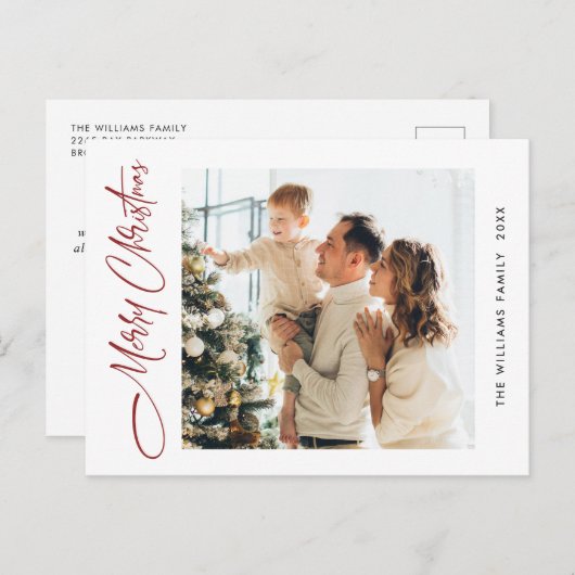 Elegantes Minimalistisches Weihnachten Ein Foto Gr Postkarte (Vorne/Hinten)