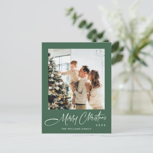 Elegantes Minimalistisches Weihnachten Ein Foto Gr Postkarte (Stehend Vorderseite)
