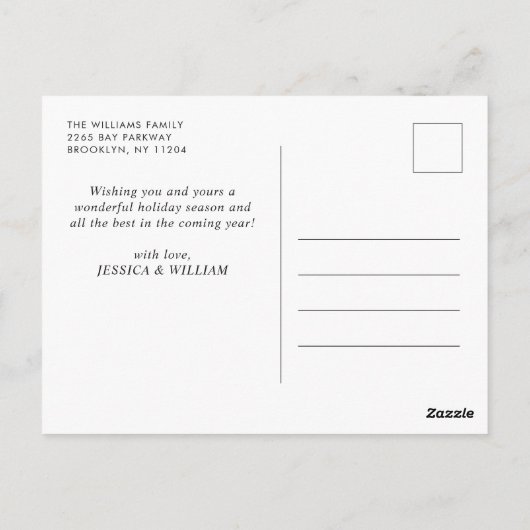 Elegantes Minimalistisches Weihnachten Ein Foto Gr Postkarte (Rückseite)