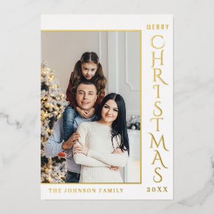 Elegantes Minimalistisches Weihnachts-Foto Gold Folien Feiertagskarte