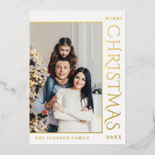 Elegantes Minimalistisches Weihnachts-Foto Gold Folien Feiertagskarte