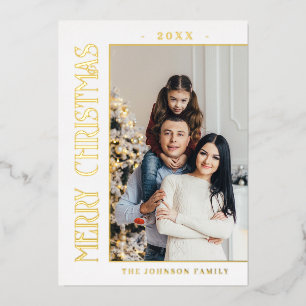 Elegantes Minimalistisches Weihnachts-Foto Gold Folien Feiertagskarte