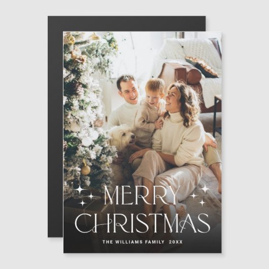 Elegantes Minimalistisches Weihnachts-FOTO Magnetk Magnetkarte (Vorne/Hinten)