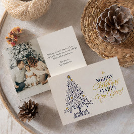 Elegantes Minimalistisches Weihnachtsbaum-Foto Feiertagskarte