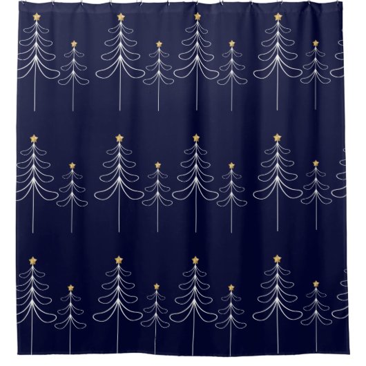 Elegantes minimalistisches Weihnachtsbaumdesign bl Duschvorhang (Vorderseite)