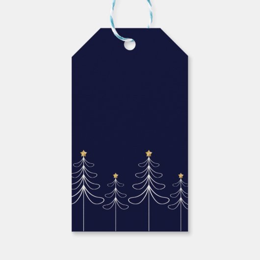 Elegantes minimalistisches Weihnachtsbaumdesign bl Geschenkanhänger (Rückseite)