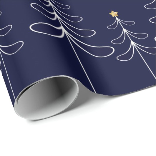 Elegantes minimalistisches Weihnachtsbaumdesign bl Geschenkpapier (Rolleneckpunkt)
