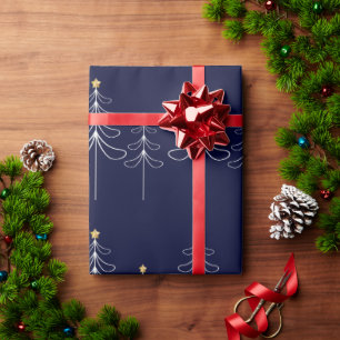 Elegantes minimalistisches Weihnachtsbaumdesign bl Geschenkpapier