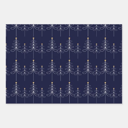 Elegantes minimalistisches Weihnachtsbaumdesign bl Geschenkpapier Set (Vorderseite 3)