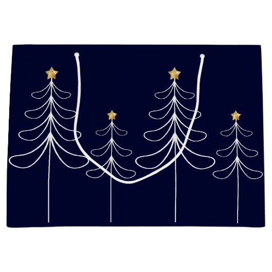 Elegantes minimalistisches Weihnachtsbaumdesign bl Große Geschenktüte (Vorderseite)