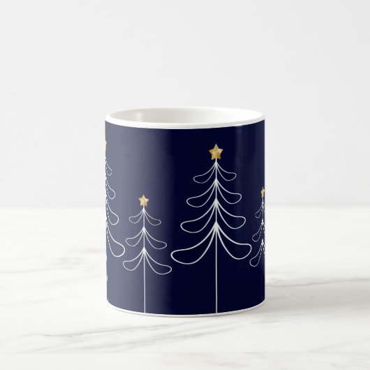 Elegantes minimalistisches Weihnachtsbaumdesign bl Kaffeetasse (Mittel)