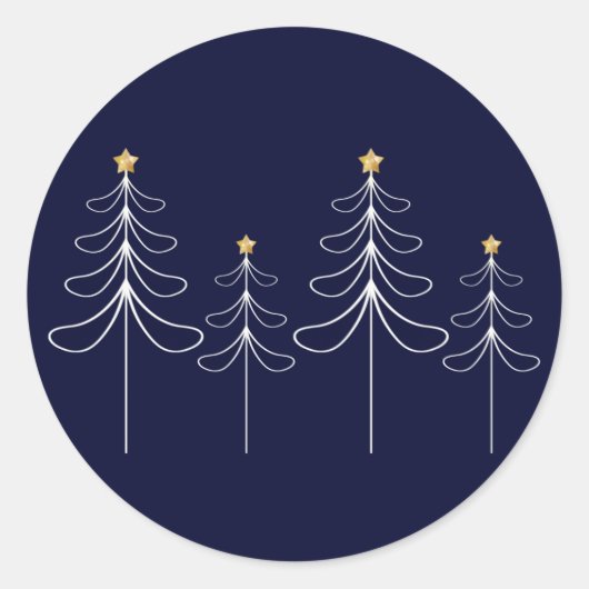 Elegantes minimalistisches Weihnachtsbaumdesign bl Runder Aufkleber (Vorderseite)
