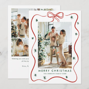 Elegantes minimalistisches Weihnachtsbogenband 5 F Feiertagskarte