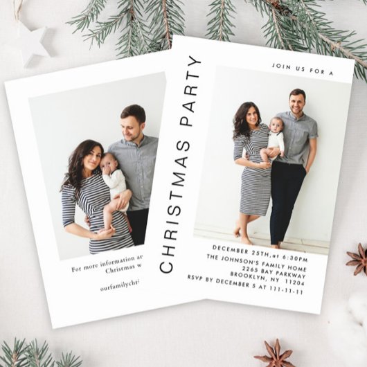 Elegantes Minimalistisches Weihnachtsfest 2 Foto Einladung