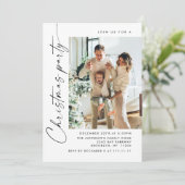 Elegantes Minimalistisches Weihnachtsfest 2 Foto Einladung (Stehend Vorderseite)