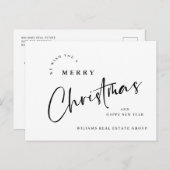 Elegantes Minimalistisches Weihnachtsgrüßen Untern Postkarte (Vorne/Hinten)