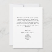 Elegantes Minimalistisches Weihnachtsunternehmen Dankeskarte (Rückseite)