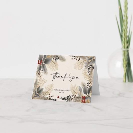 Elegantes Minimalistisches Weihnachtsunternehmen Dankeskarte (Vorderseite)