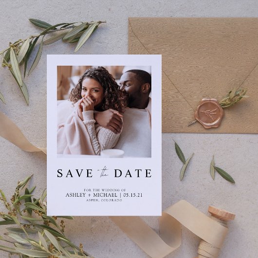 Elegantes Minimalistisches weißes Foto Save the Da Date