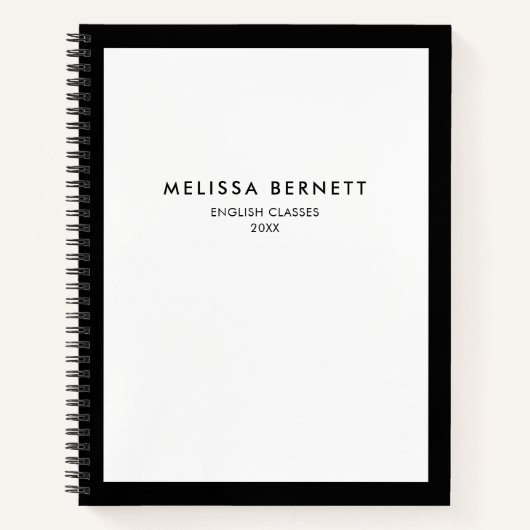 Elegantes Minimalistisches WeißNotebook Notizblock (Vorderseite)