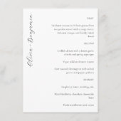 Elegantes Minimalistisches White Script Custom Wed Menükarte (Vorderseite)