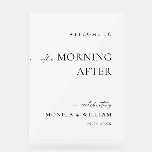 Elegantes Minimalistisches Willkommensmahl Acrylschild (Vorderseite)