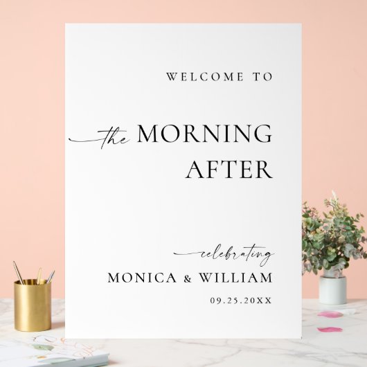 Elegantes Minimalistisches Willkommensmahl Acrylschild (Hochzeit)