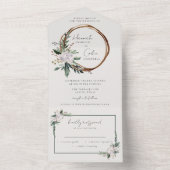 Elegantes Minimalistisches Winterreath Weiß Grün All In One Einladung (Innen Boden)