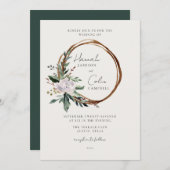 Elegantes Minimalistisches Winterreath Weiß Grün Einladung (Vorne/Hinten)