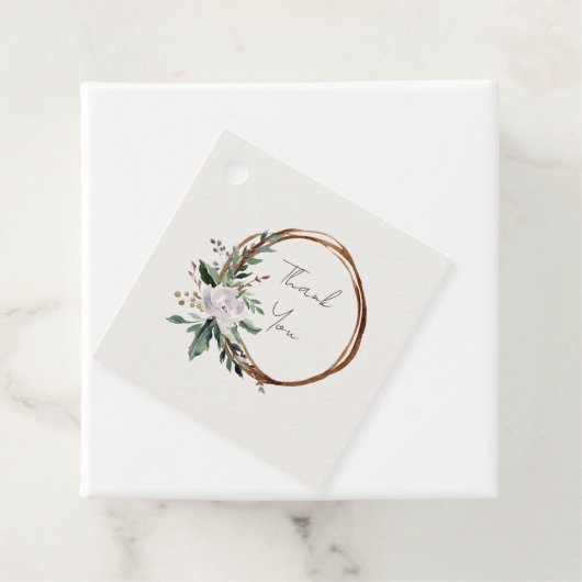 Elegantes Minimalistisches Winterreath Weiß Grün Geschenkanhänger (Beispiel)