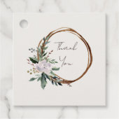 Elegantes Minimalistisches Winterreath Weiß Grün Geschenkanhänger (Vorderseite)